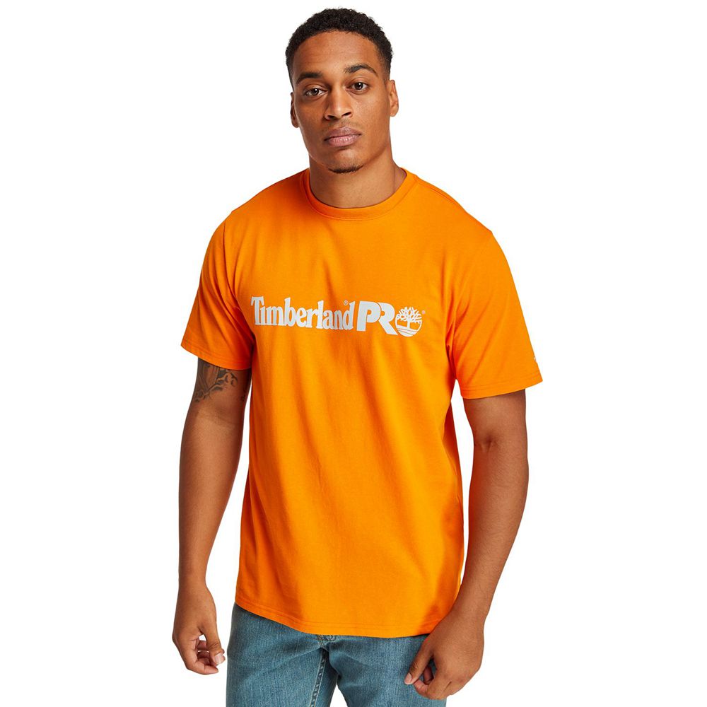 Camisetas Timberland Argentina Hombre - Pro® Short Sleeve Base Plate Wicking Logo - Naranjas - KMXAP